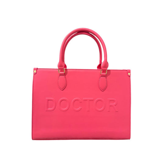 Luxury Vegan Leather Doctor Notebook Tote- Pink - The Woman Doctor