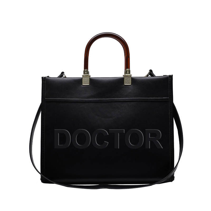 Luxury Vegan Leather Doctor Tote - Noir - The Woman Doctor