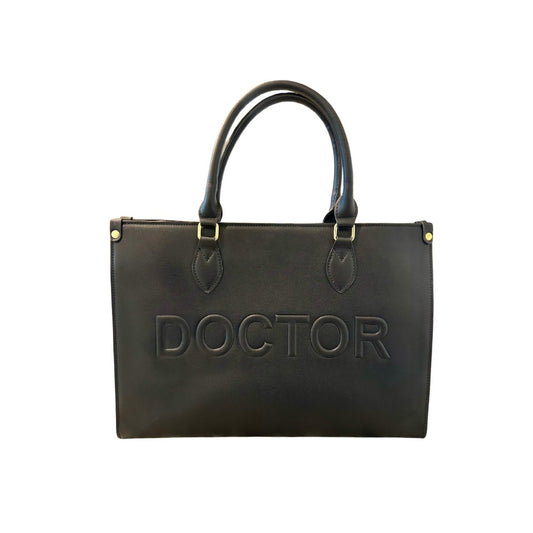 Luxury Vegan Leather Doctor Notebook Tote- Black - The Woman Doctor