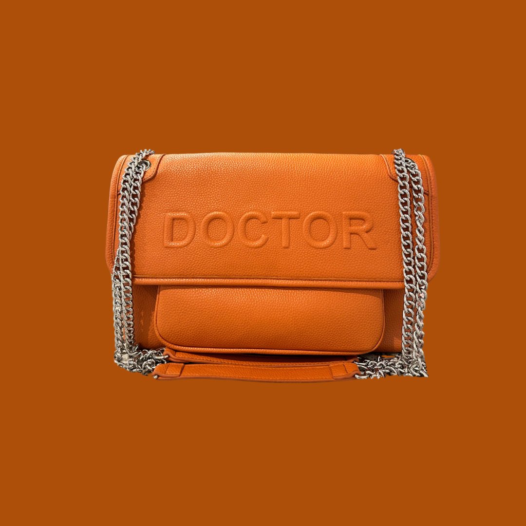 Luxury Vegan Leather Doctor Saddle Bag - Cognac - The Woman Doctor