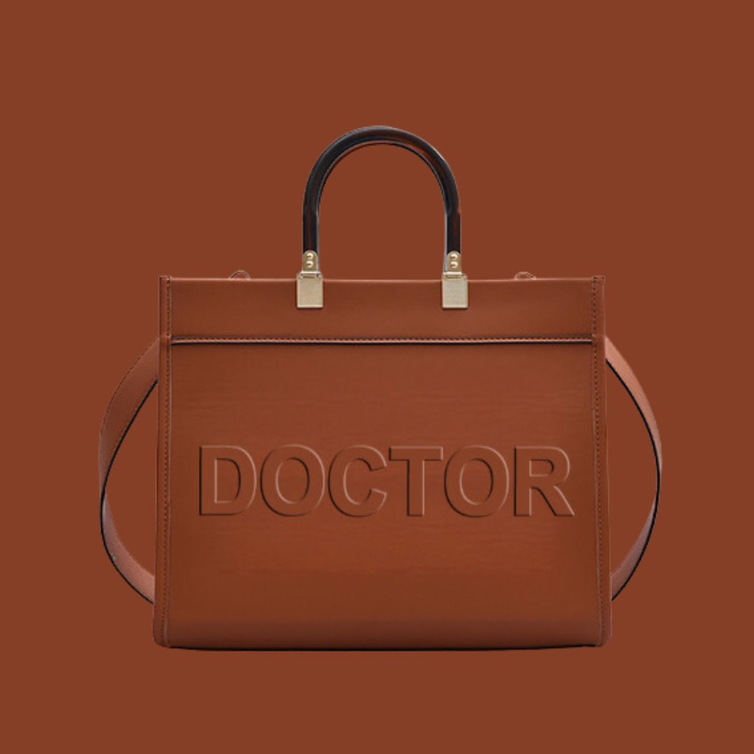 Available November 1st Luxury Vegan Leather Doctor Tote - Cognac - The Woman Doctor