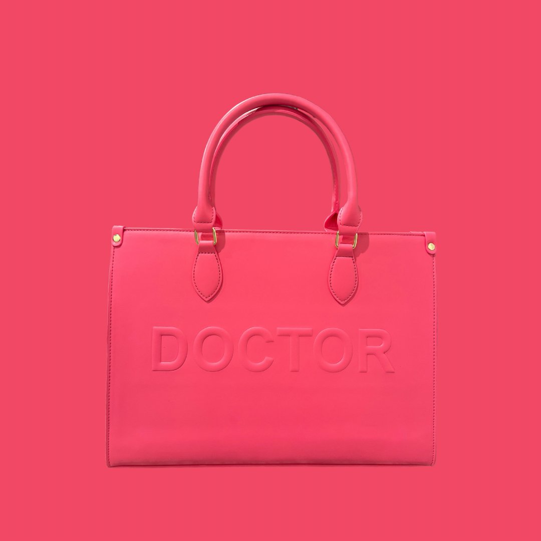 Luxury Vegan Leather Doctor Notebook Tote- Pink - The Woman Doctor
